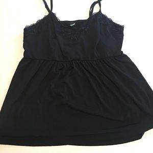 Black strapless babydoll tank top.